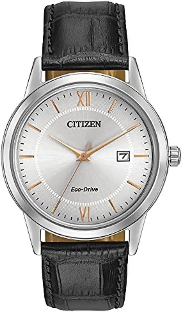 Alt view image 8 of 8 - Men's Citizen Eco-Drive Black Leather Strap Dress Watch AW1236-03A