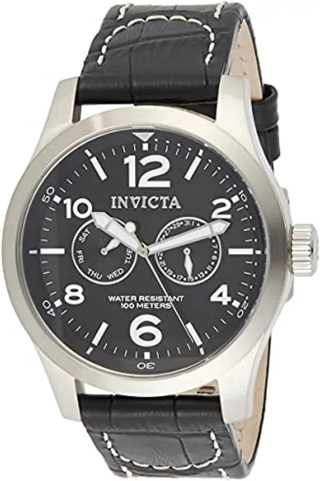 Alt view image 17 of 17 - Men's Invicta II Black Dial Black Calf Leather