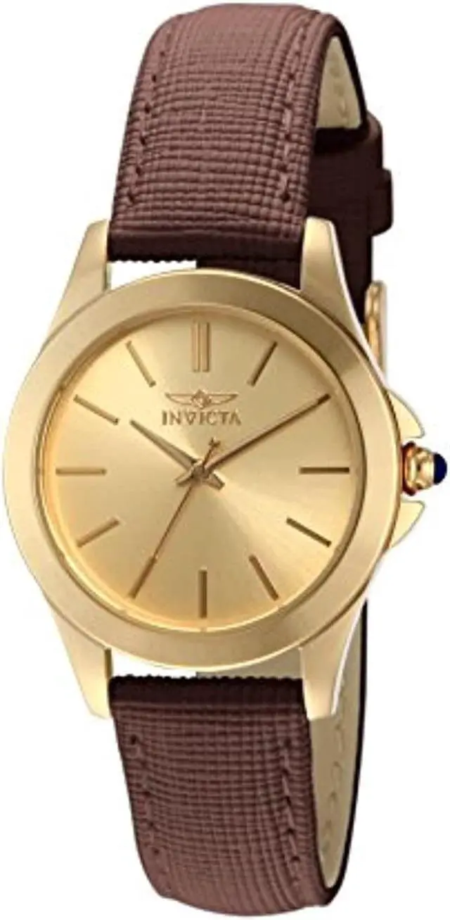 Alt view image 8 of 9 - Invicta 15150 Women's Angel Brown Genuine Leather Gold-Tone Dial Watch