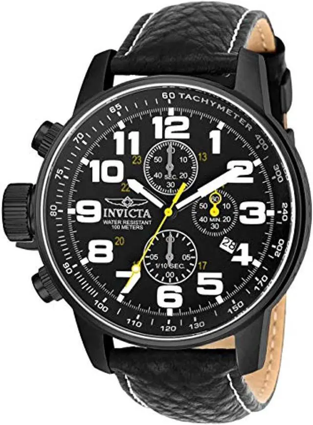 Alt view image 16 of 17 - Invicta Men's Lefty Chronograph Black Leather