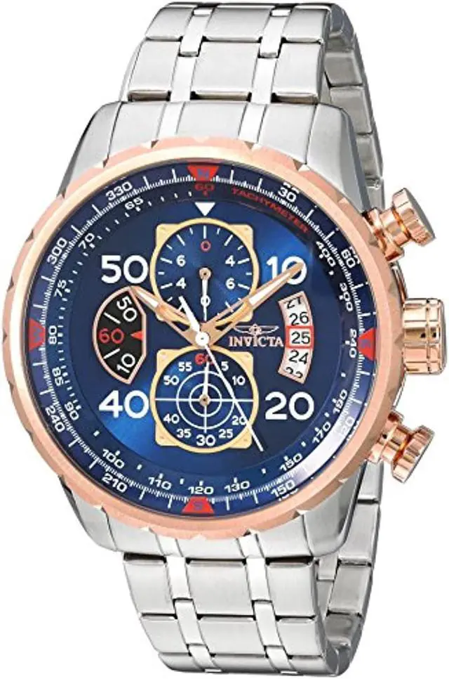 Alt view image 7 of 7 - Men's Aviator Chronograph Silver-Tone Steel Blue Dial