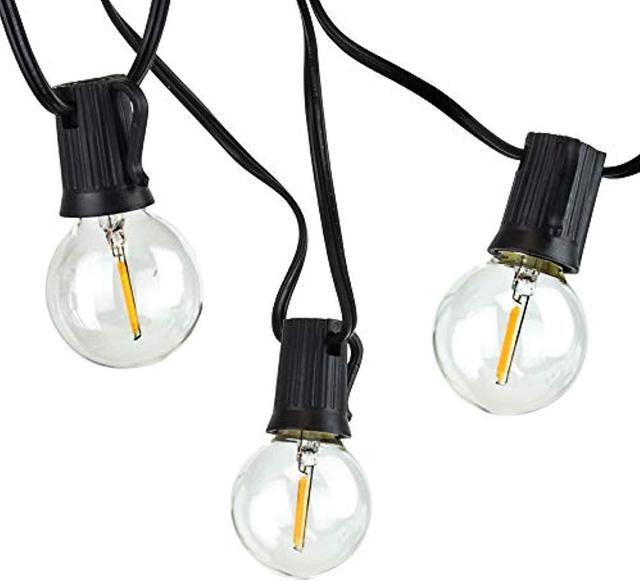 Main image of newhouse lighting pstringled50 foot, 50 socket indoor/outdoor string 55 led globe g40 (5 free bulbs included), wedding lights, decorations for patios, porches, backyards, decks, bi