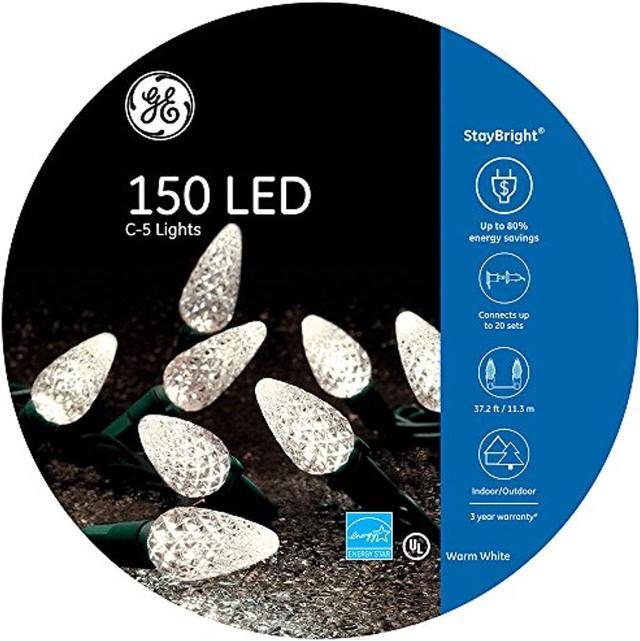 ge staybright 150-count 37.25-ft constant warm white c5 led plug