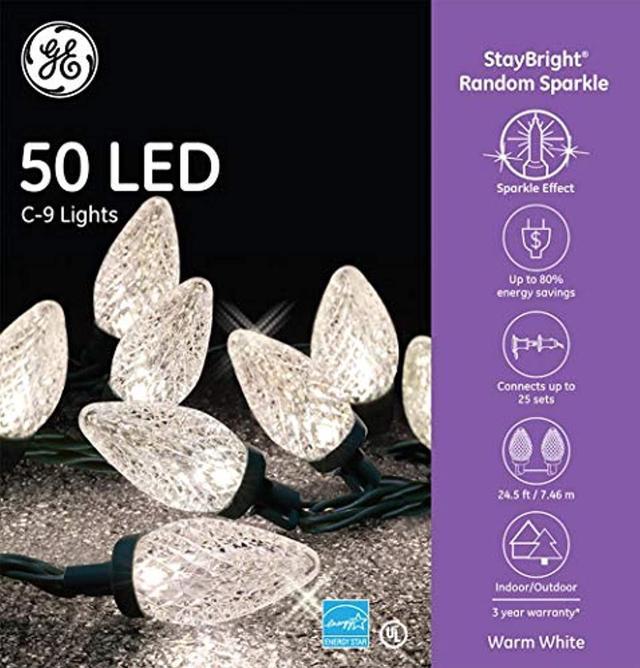 GE StayBright 50-Count 24.5-ft Sparkling Warm White LED Plug-In Christmas String Lights GE StayBright 50-Count 24.5-ft Sparkling Warm White LED Plug-In Christmas String Lights