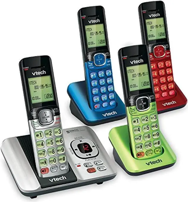 Alt view image 2 of 2 - vtech cs6529-4b 4-handset dect 6.0 cordless phone with answering system and caller id, expandable up to 5 handsets, wall-mounta