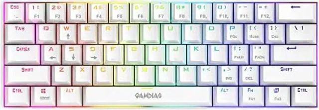 Alt view image 5 of 6 - GAMDIAS 60% Mechanical Keyboard (White) BLUE switches, USB type-C cable.  Hermes E3.