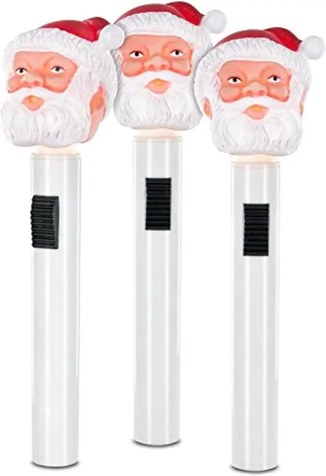 Main image of classic santa molded head flashlight - set of 3