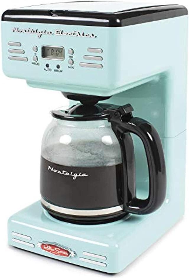 Nostalgia Retro 12-Cup Programmable Coffeemaker with LED Display, Automatic  Shut-Off & Keep Warm, Pause-and-Serve Function - Aqua (RCOF12AQ) 