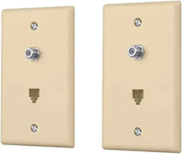 Alt view image 5 of 5 - Monoprice Combo Phone/Video Jack Plate, Ivory, 2-pack