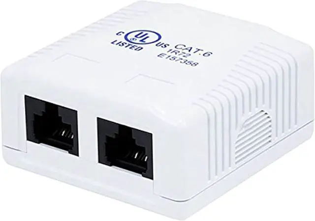 Alt view image 5 of 11 - Monoprice 2-port Cat6 Surface Mount Box - White