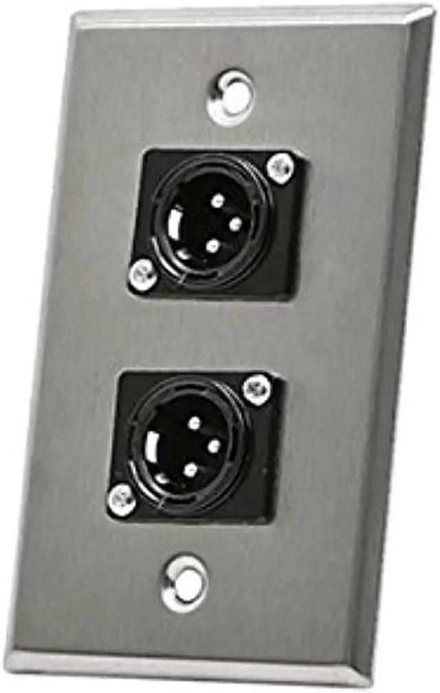 Alt view image 3 of 8 - Monoprice 2-port 3-pin XLR Male Zinc Alloy Wall Plate