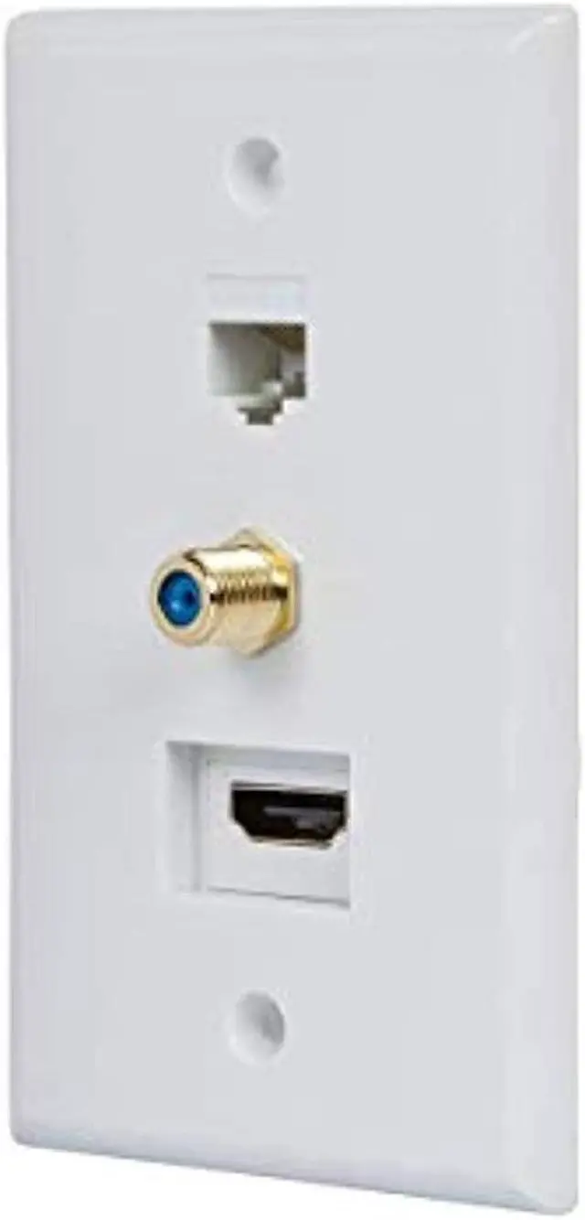 Alt view image 3 of 6 - Monoprice Recessed HDMI Wall Plate With 1* HDMI F/F Adapter, 1*RJ45 Cat5e Coupler & 1* F Connector | Gold Plated