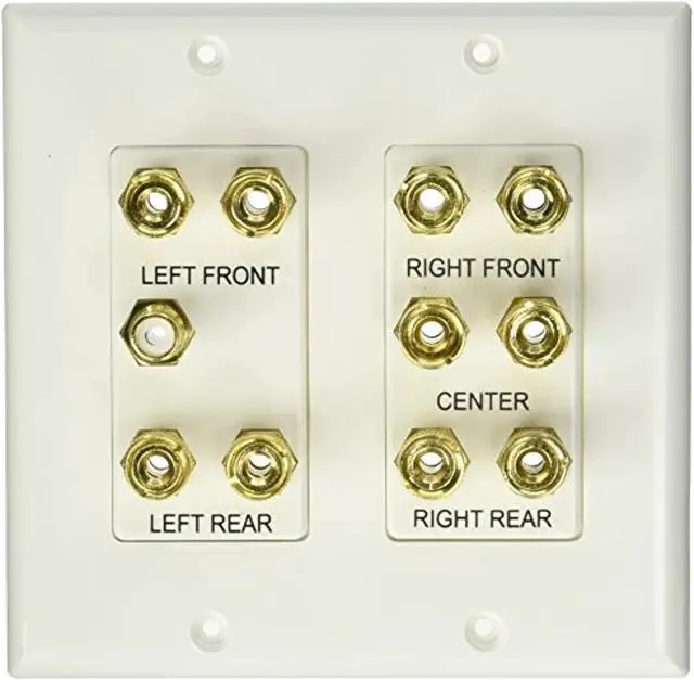 Alt view image 9 of 9 - Monoprice 2-Gang 5.1 Surround Sound Distribution Coupler Wall Plate