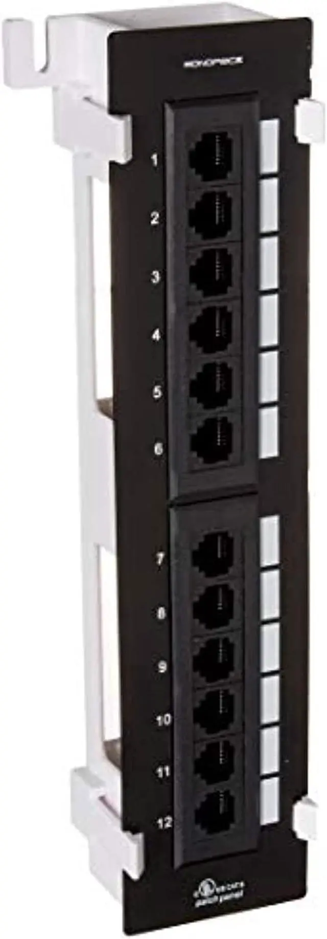 Alt view image 10 of 20 - Monoprice 12-port Vertical Cat6 Mini Patch Panel With Screws, UL Listed, 110 Type (568A/B Compatible)