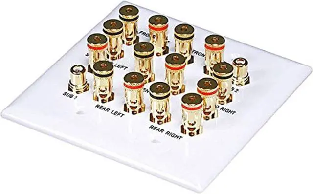 Alt view image 8 of 11 - Monoprice 2-Gang 7.2 Surround Sound Distribution Wall Plate | Gold Plated, No Wire Pull-Outs