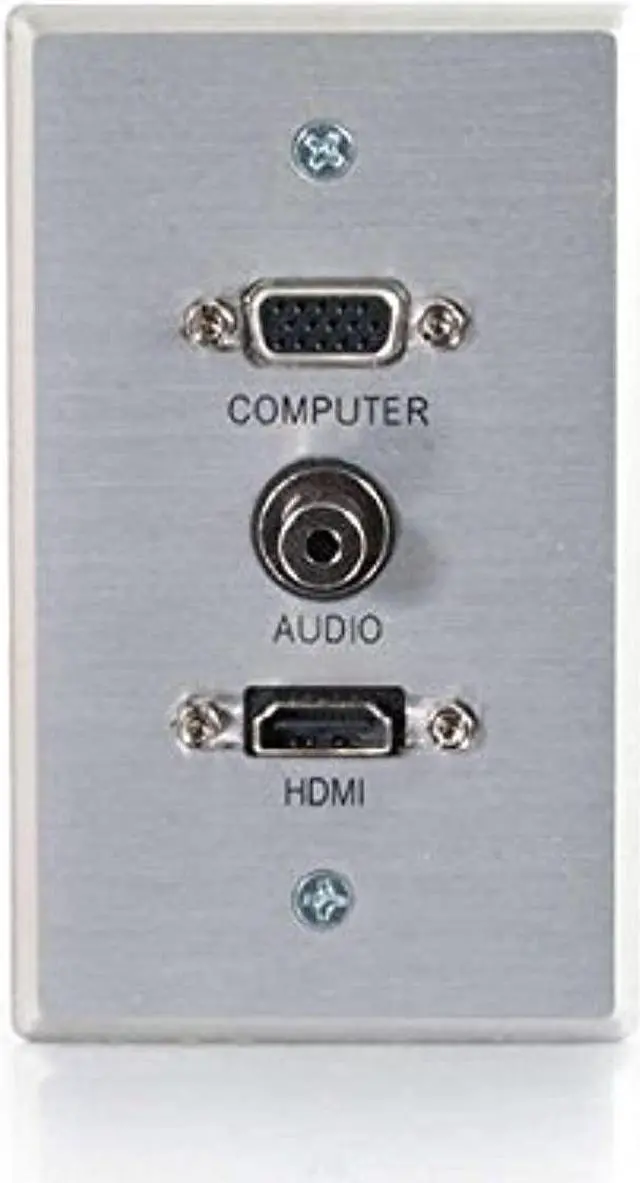 Alt view image 5 of 7 - C2G 41034 SINGLE GANG HDMI  HD15 VGA  AND 3.5MM WALL PLATE - BRUSHED ALUMINUM