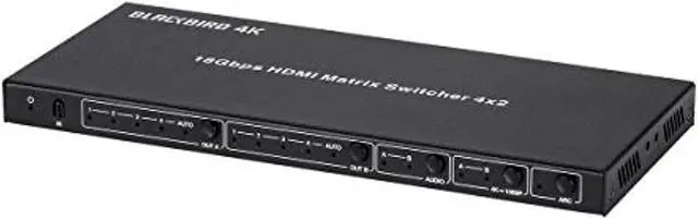 Alt view image 7 of 9 - Monoprice Blackbird 4K HDMI Matrix, 4x2, HDR, 18G, 4K@60Hz, YCbCr 4:4:4, EDID, Coaxial Audio, Powered Switch, Control Remote