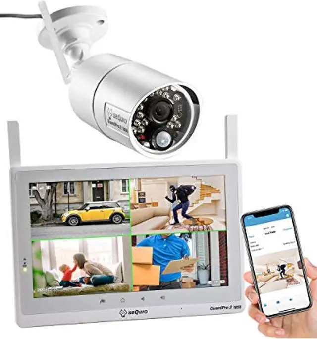 Alt view image 9 of 8 - SEQURO GuardPro2 Wireless Security Camera System with Monitor,  Weatherproof Outdoor Night Vision Full HD 1080P Cam and 10.1" Touchscreen Home Surveillance DVR Kit