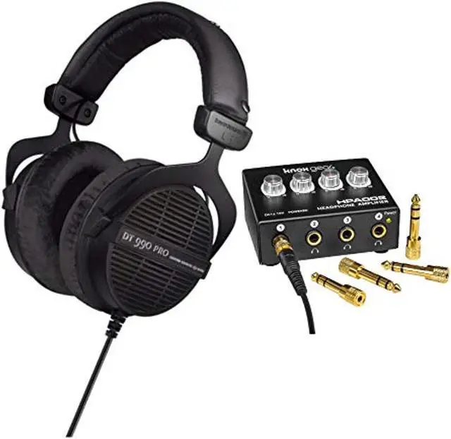 Alt view image 8 of 8 - Beyerdynamic DT 990 PRO Studio Headphones (Ninja Black, Limited Edition) Bundle