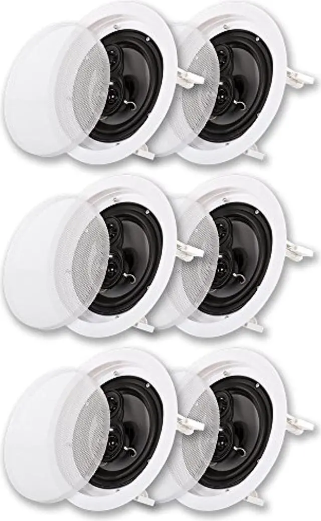 Alt view image 9 of 10 - Acoustic Audio CS-IC63 In Ceiling 6.5" Speaker 3 Pair Pack 3 Way Home Theater Flush Mount
