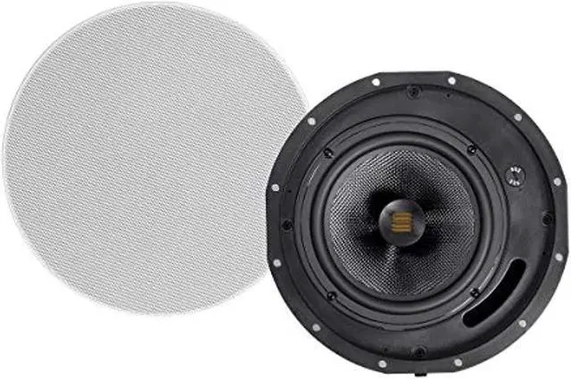 Alt view image 6 of 12 - Monoprice Amber 2-Way Carbon Fiber Ceiling Speakers - 8 Inch With Magnetic Grille And Ribbon Tweeter (Pair)
