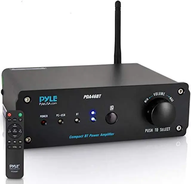 Main image of 100w bluetooth audio stereo amplifier - 110/240v, 2 ch.pro audio desktop amp w/ direct-to-computer connection via usb port & hi-fi system/tws function, w/ rotary volume control - pyle pda46bt
