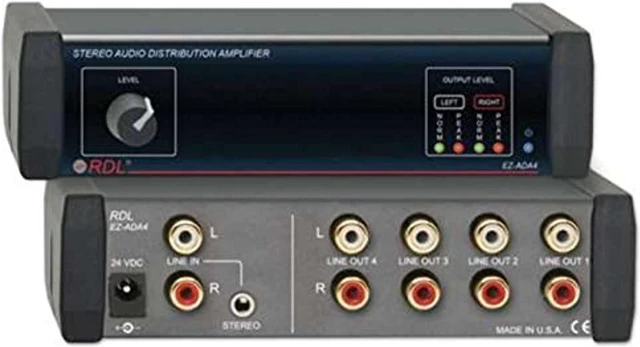 Alt view image 5 of 9 - EZ Series Stereo Audio Distribution Amplifier 1 x 4