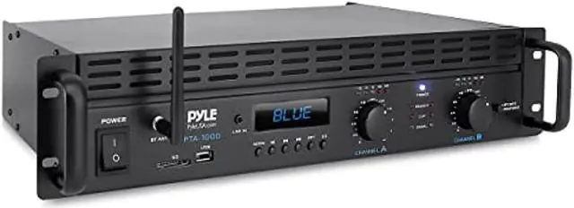 Main image of 2-channel bluetooth power amplifier - 2000w bridgeable rack mount pro audio sound wireless home stereo receiver w/trs xlr input, lcd, bridge mode, cooling fan - entertainment speaker system - pyle