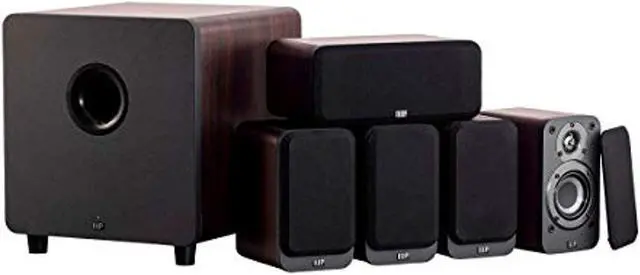 Alt view image 7 of 7 - Monoprice HT-35 Premium 5.1-Channel Home Theater System - Espresso, With Powered Subwoofer, Low Profile Speaker Grilles, Secure Mounting Option