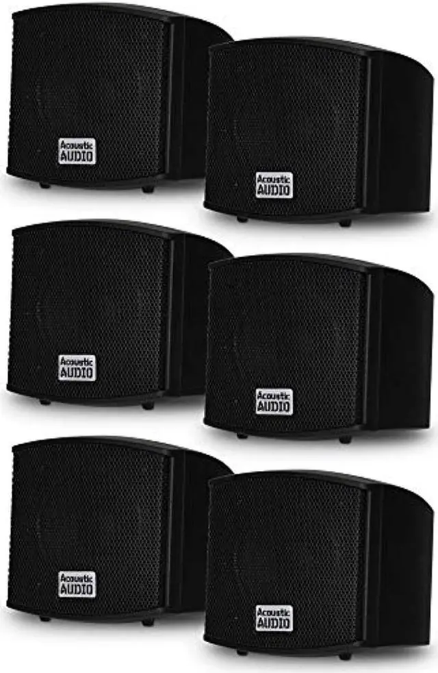 Alt view image 6 of 6 - Acoustic Audio AA321B Mountable Indoor Speakers 1200 Watts Black 3 Pair Pack AA321B-3Pr