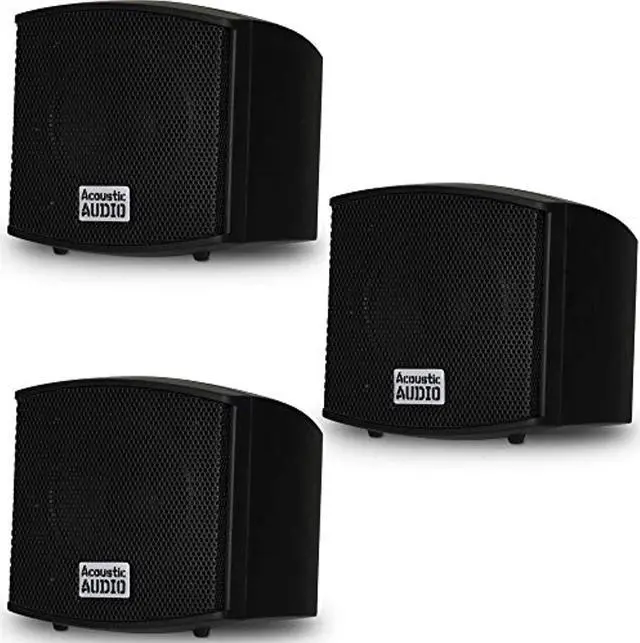 Alt view image 8 of 8 - Acoustic Audio AA321B Mountable Indoor Black Speakers 600 Watts 3 Piece Set AA321B-3S