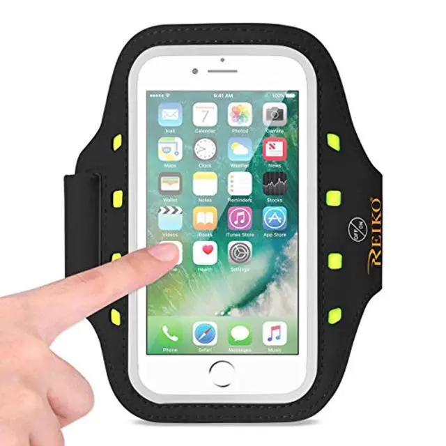 Alt view image 7 of 7 - REIKO RUNNING SPORTS ARMBAND FOR IPHONE 7/ 6/ 6S OR 5 INCHES DEVICE WITH LED IN BLACK (5x5 INCHES)