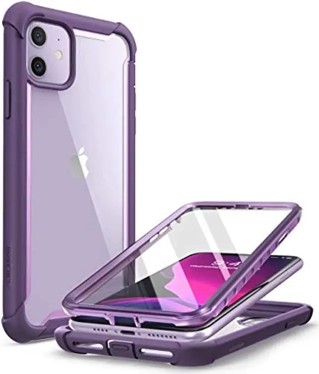 Alt view image 7 of 9 - i-Blason Ares Case for iPhone 11 6.1 inch (2019 Release), Dual Layer Rugged Clear Bumper Case With Built-in Screen Protector (Purple)