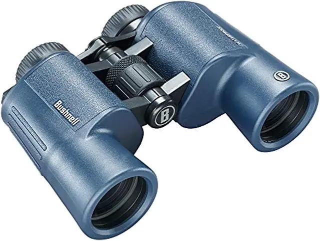 Main image of bushnell h2o 12x42 waterproof porro binoculars 12x42mm dark blue porro wp/fp, twist up eyecups, box 6l 134212r