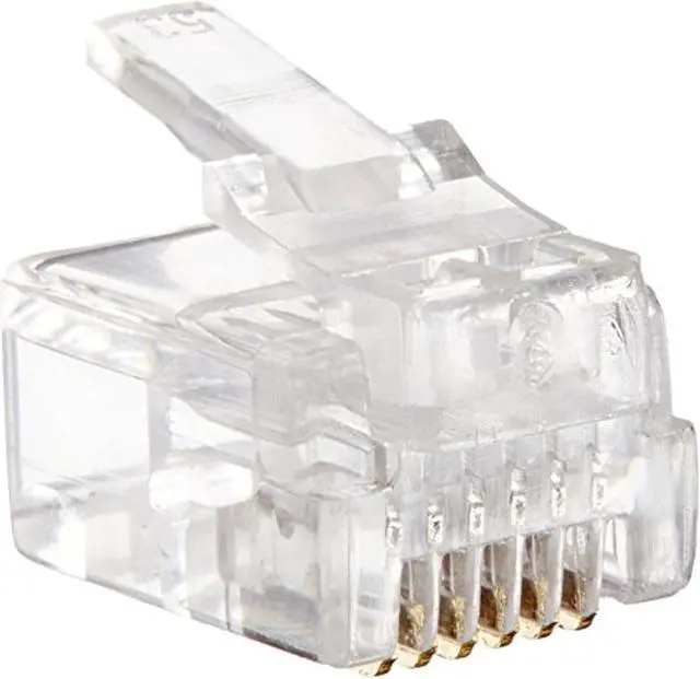 Alt view image 4 of 8 - Monoprice 50-pcs RJ12 6P6C Plug for Round Solid Cable