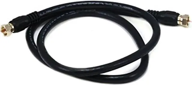 Alt view image 8 of 16 - Monoprice 3ft RG6 (18AWG) 75Ohm, Quad Shield, CL2 Coaxial Cable with F Type Connector - Black