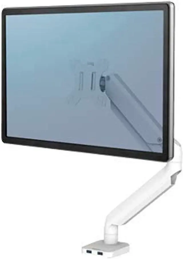 Alt view image 14 of 20 - Platinum Series Single Monitor Arm For 27" Monitors 360 deg Rotation 45 deg Tilt 180 deg Pan White Supports 20 lb 8056201