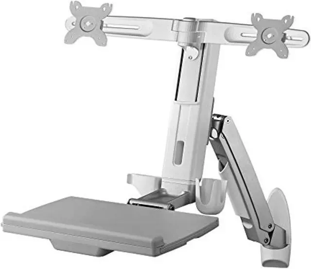 Alt view image 8 of 8 - Amer Networks AMR2AWS | Dual Combo Articulating Workstation Wall Mounts | Supports 24" LCD per Arm