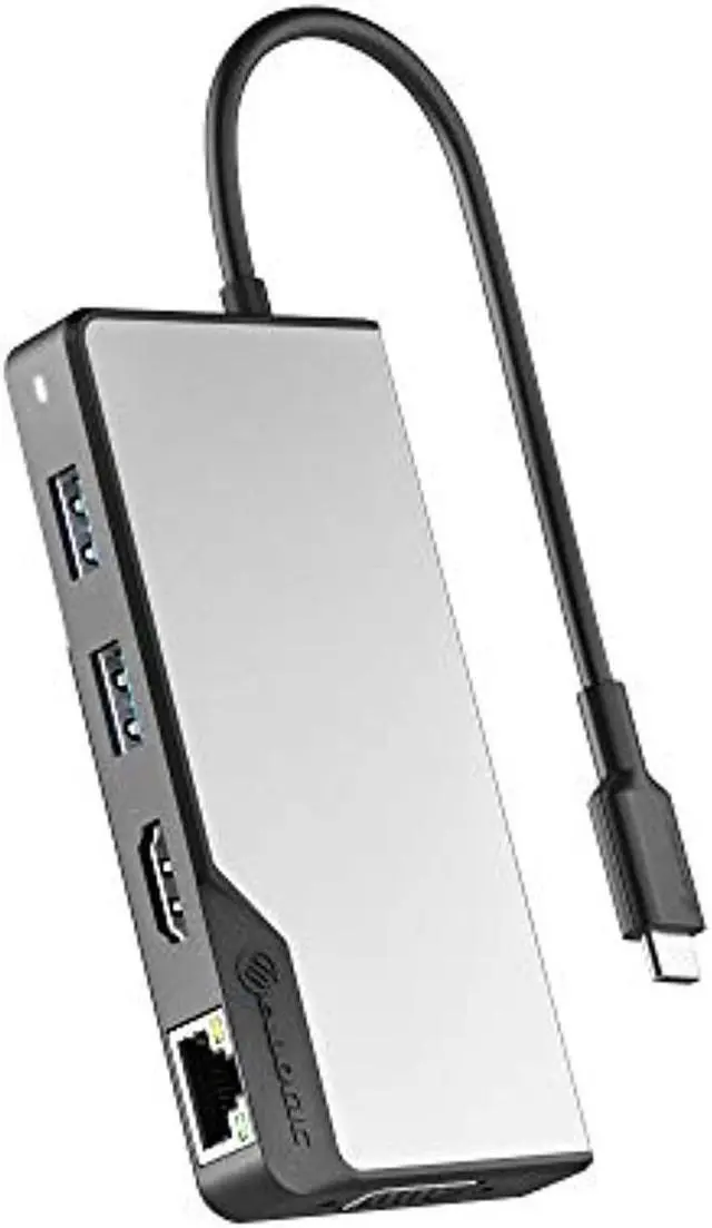 Main image of alogic usb-c fusion max hub, 6-in-1 type c adapter, 4k hdmi, vga, usb a 3.1 with 100w power delivery, usb a 3.1, gigabit ethernet, compatible with macbook pro/air and ipad pro/air