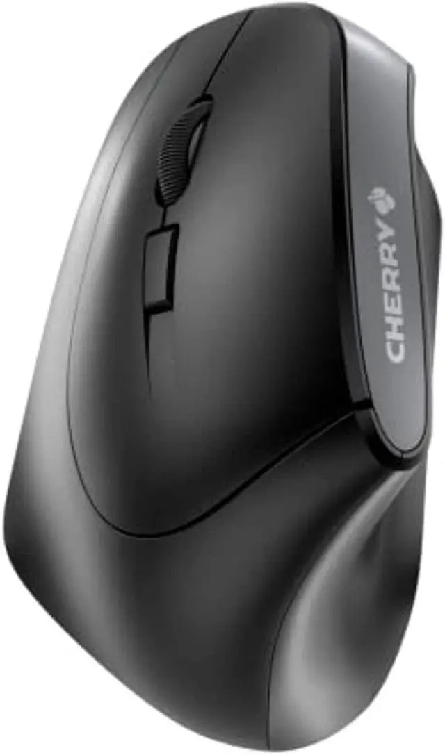 Main image of cherry mw 4500 - ergonomic wireless mouse - left-handed - 1200 dpi - thumb buttons - extra small nano receiver, black (jw-4550)