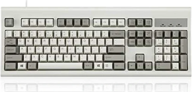Alt view image 8 of 16 - Perixx PERIBOARD-106M, Wired Performance Full-Size USB Keyboard, Curved Ergonomic Keys, Classic Retro Gray/White Color