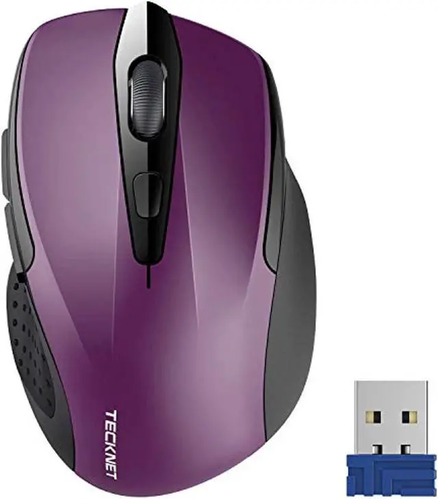 Alt view image 3 of 3 - tecknet pro 2.4g ergonomic wireless mobile optical mouse with usb nano receiver for laptop,pc,computer,chromebook,macbook,notebook,6 buttons,24 months battery life,5 dpi adjustment levels