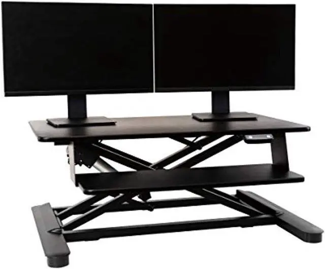 Alt view image 17 of 20 - Ergotech - FDM-E-DESK - Electric Sit Stand Desktop Converter Designed W/36 Upper Display Surfacea And Lo