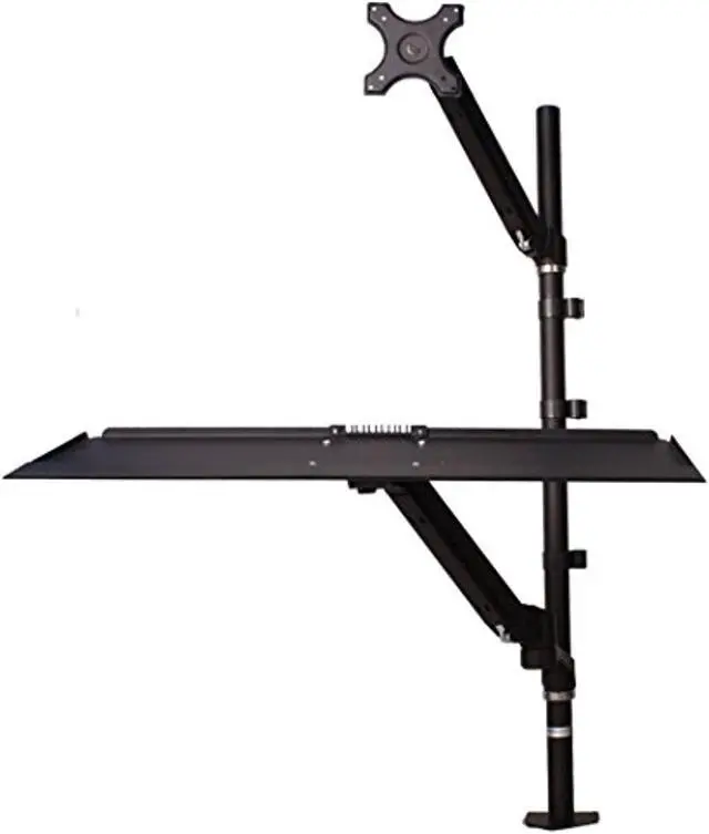 Alt view image 8 of 8 - MonMount SSW001 Adjustable Sit Stand Workstation Gas Spring Keyboard Tray C Clamp Mount, Black