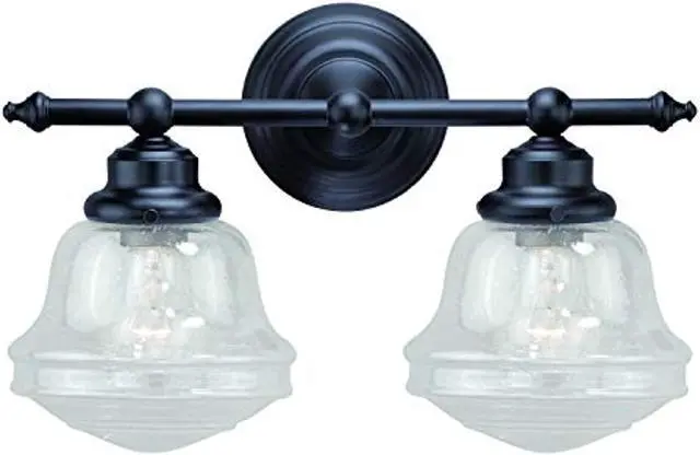 Alt view image 2 of 9 - huntley 2 light bronze farmhouse schoolhouse bathroom vanity fixture