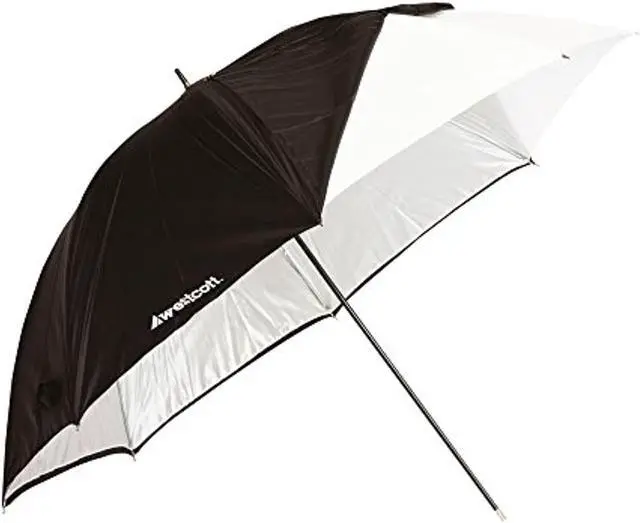 Alt view image 9 of 20 - Westcott 32in. White Satin Umbrella With Removable Black Cover