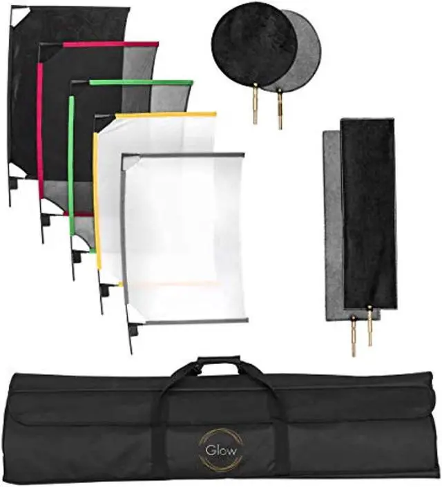 Main image of glow portable frame scrim kit complete studio flag and diffusion set with collapsible frames (24 x 36)