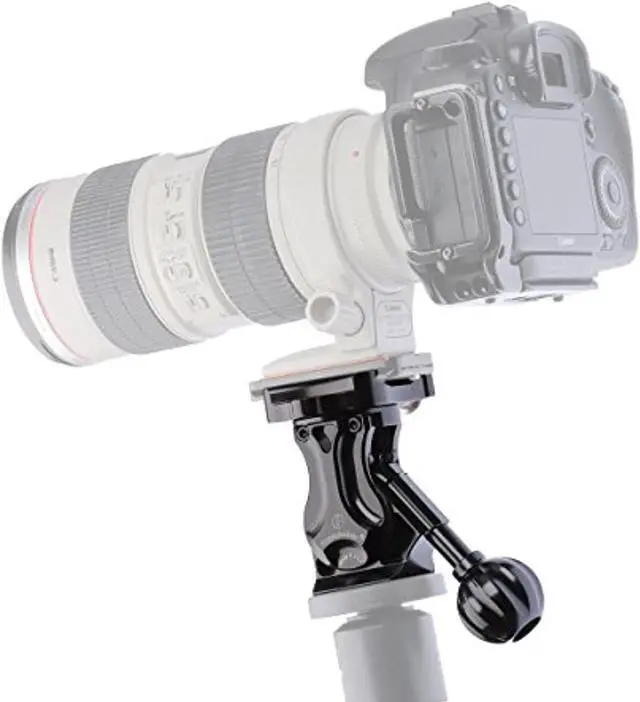 Main image of promediagear tilt head 1-axis arca swiss type compatible base for mounts and top clamp for monopod tripod smooth lightweight t6061 aluminum black anodized friction and lock knobs