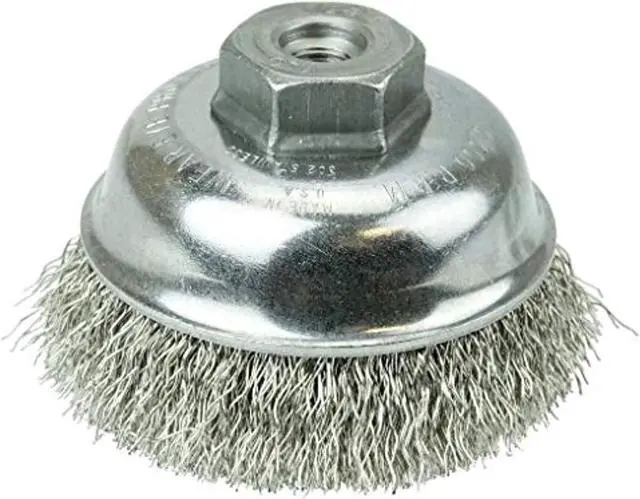 Alt view image 4 of 4 - WEILER 13182 3-1/2" Crimped Wire Cup Brush .014" Stainless Steel Fill M10x1.25