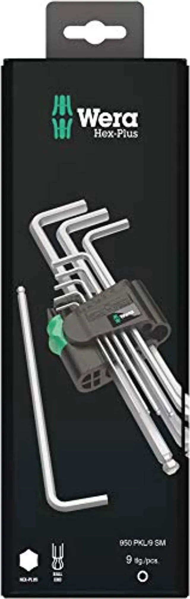 Alt view image 2 of 2 - wera hexagon 950 pkl/9 sb l-key set, blacklaser, ballpoint hex key, 9 piece